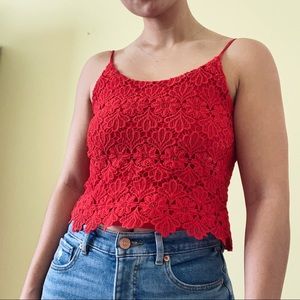 Red Floral Lace Cami
